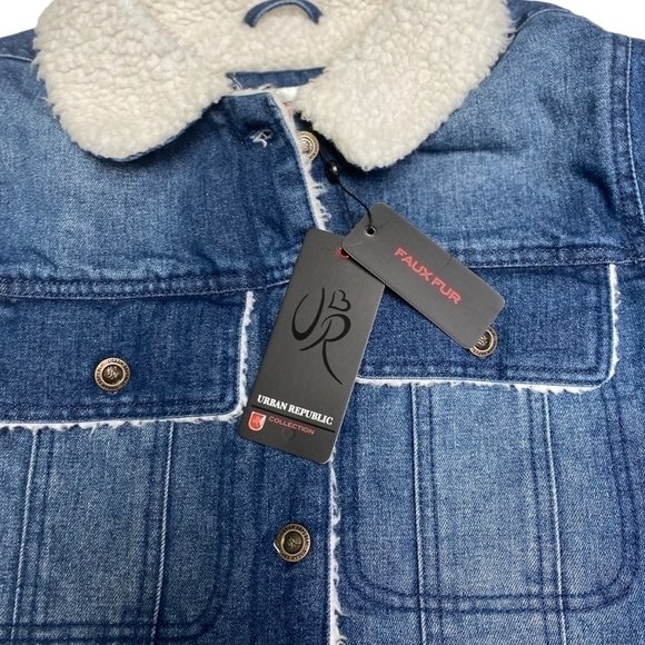 Urban Republic Oversized Sherpa-Lined Denim Jacket - Picture 6 of 11